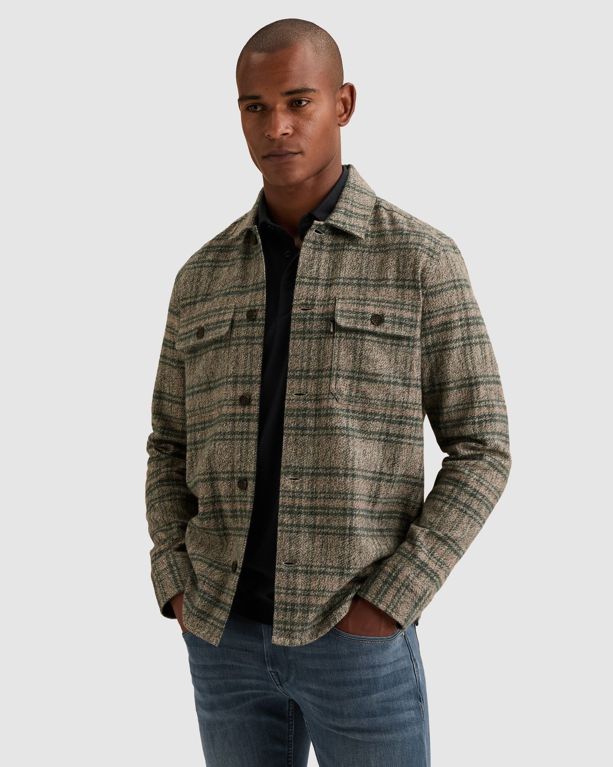 Vanguard Overshirt van brushed mouliné met ruitpatroon