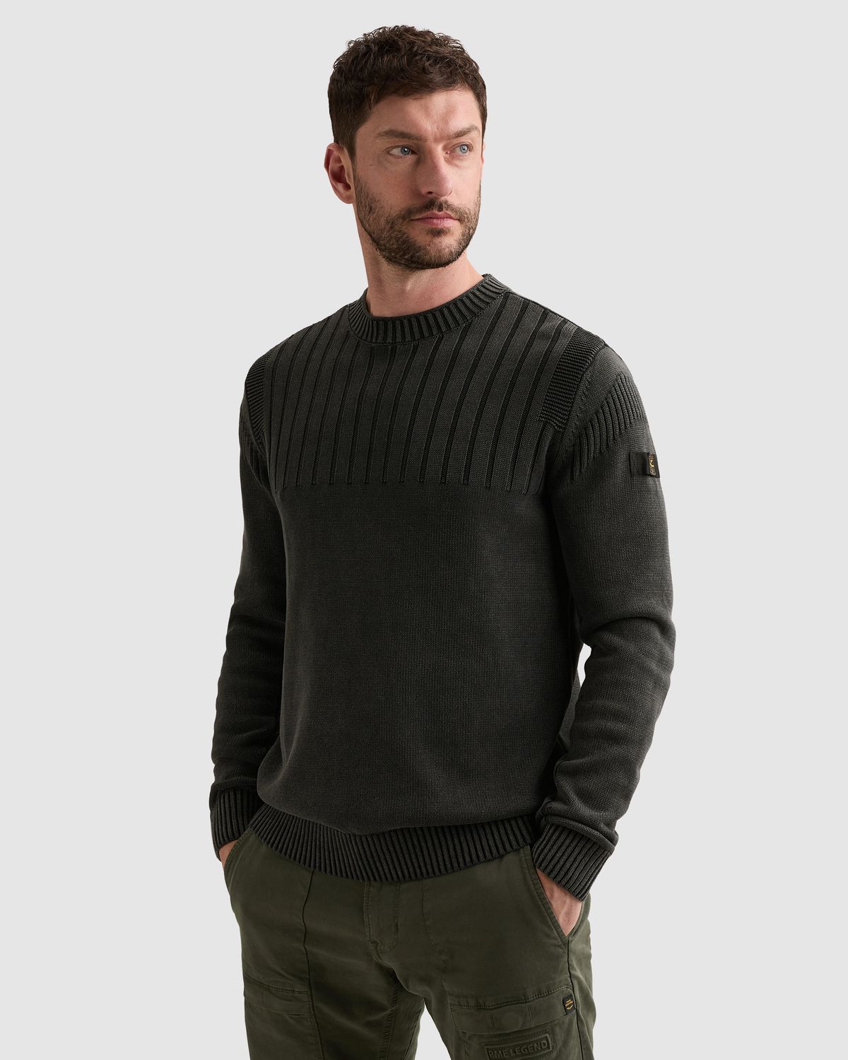 PME Legend Trui met garment-dye wassing en stone-washed look