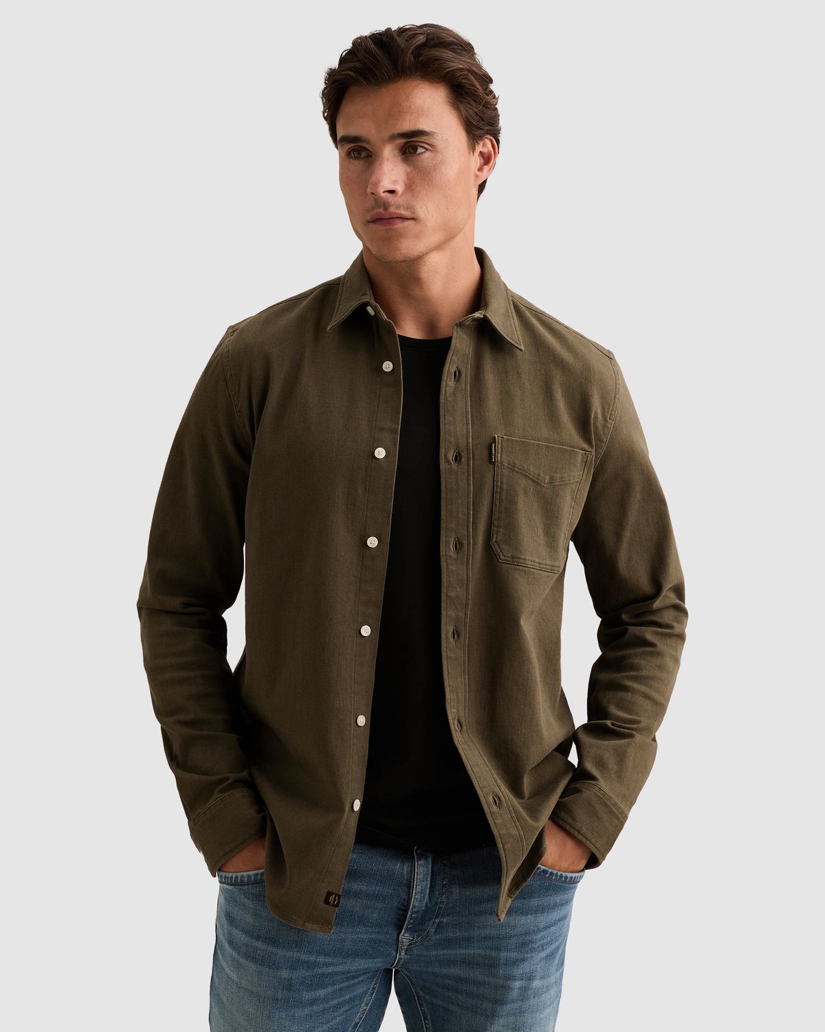 PME Legend Denim overhemd met overdyed wassing en borstzak
