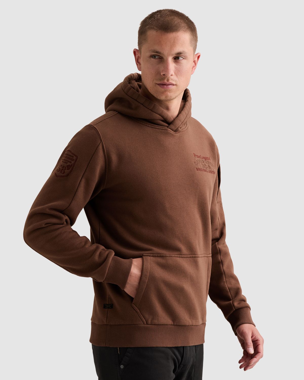 PME Legend Hoodie met print op de borst en kangoeroezak