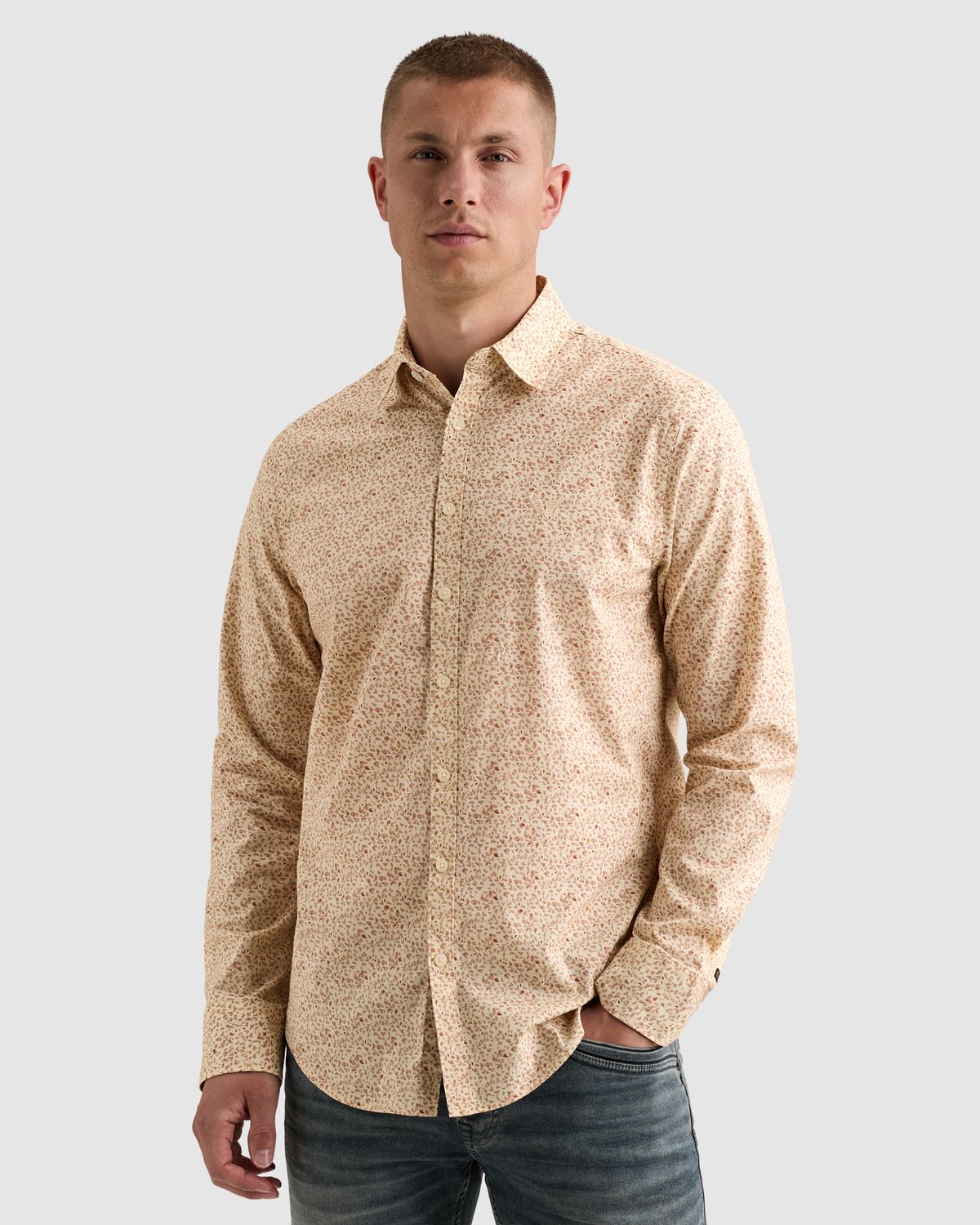 PME Legend Poplin overhemd met allover print en borduursel