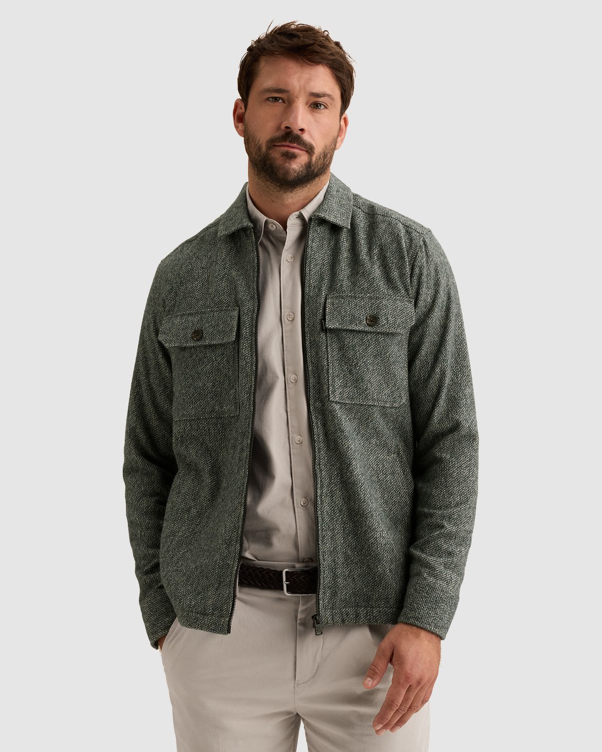 Vanguard Overshirt van brushed mouliné met ritssluiting