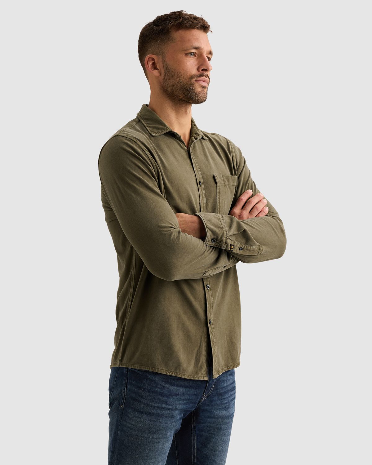 PME Legend Overhemd met garment-dye wassing en borstzak