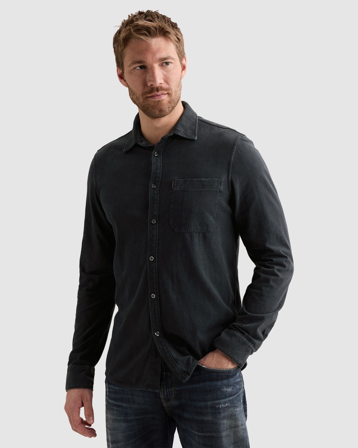 PME Legend Overhemd met garment-dye wassing en borstzak