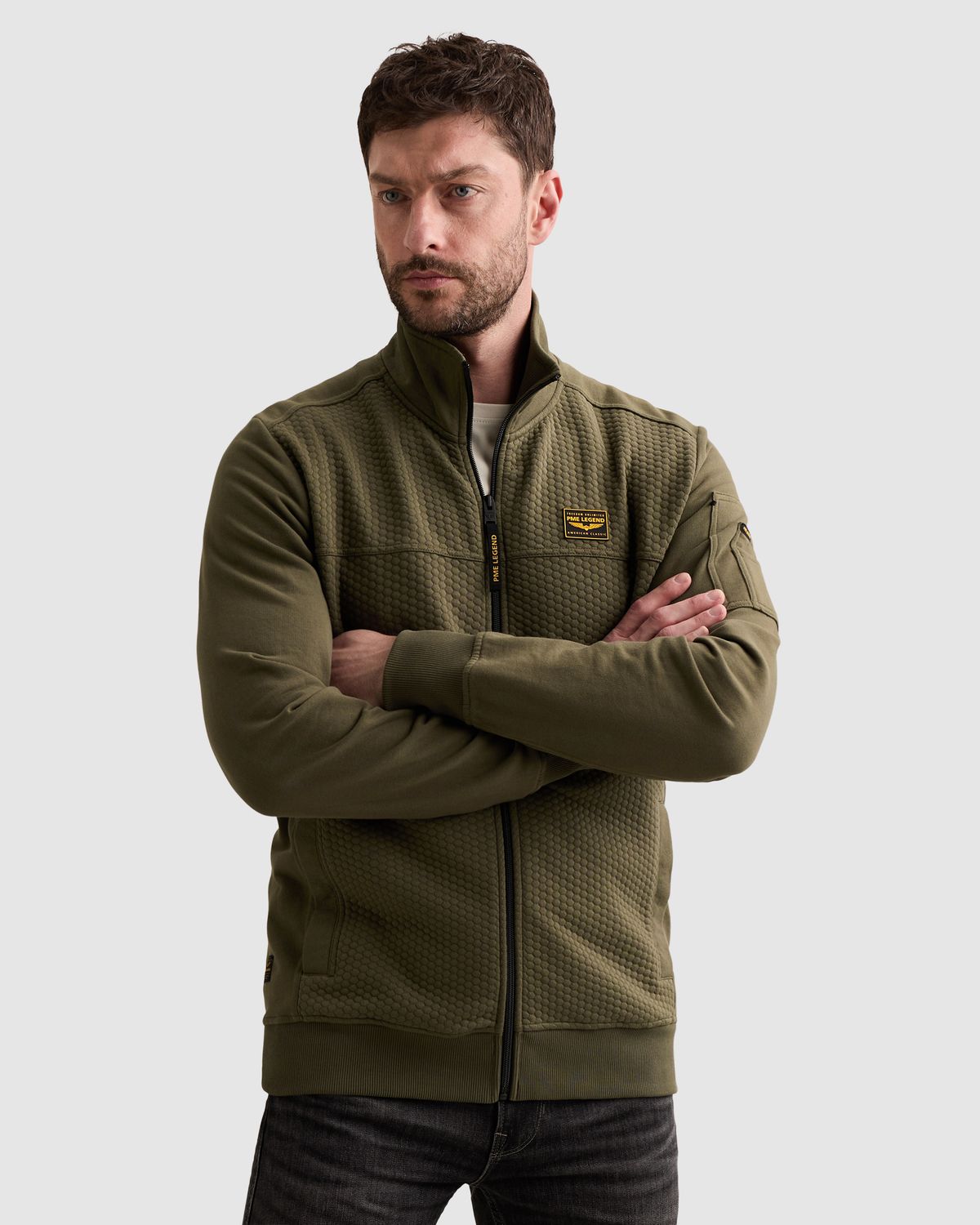 PME Legend Sweatshirt met jacquardpatroon en flight pocket