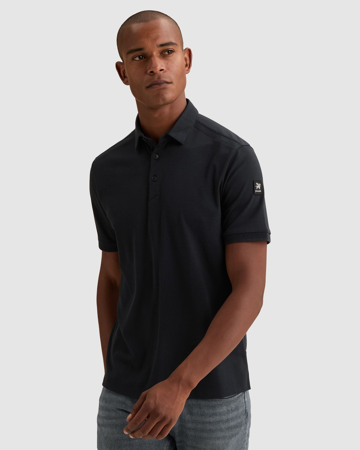 Vanguard Polo van interlock jersey met structuur