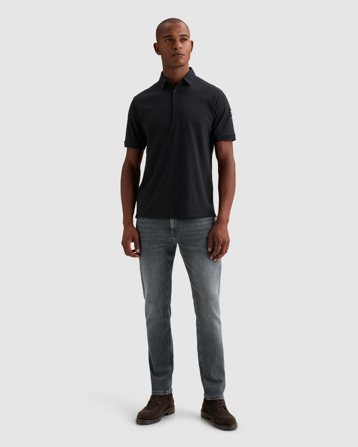 Vanguard Polo van interlock jersey met structuur