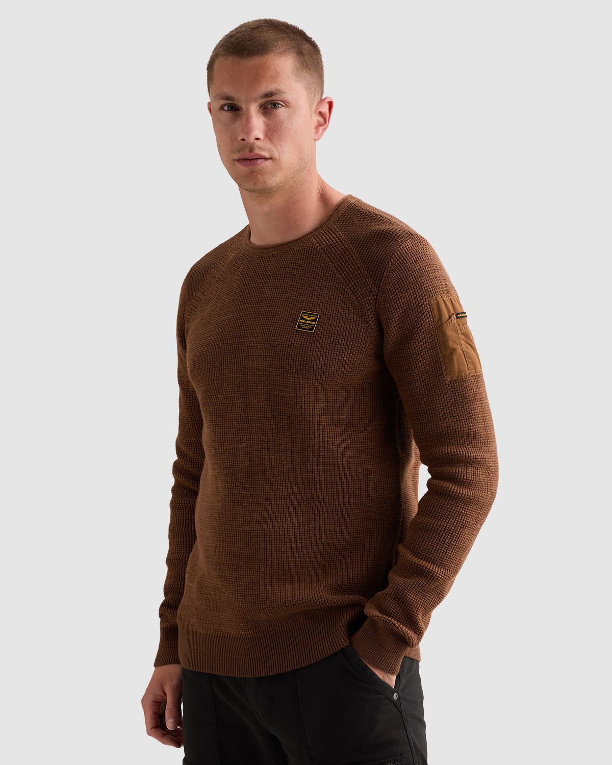 PME Legend Trui van katoen melange met flight pocket