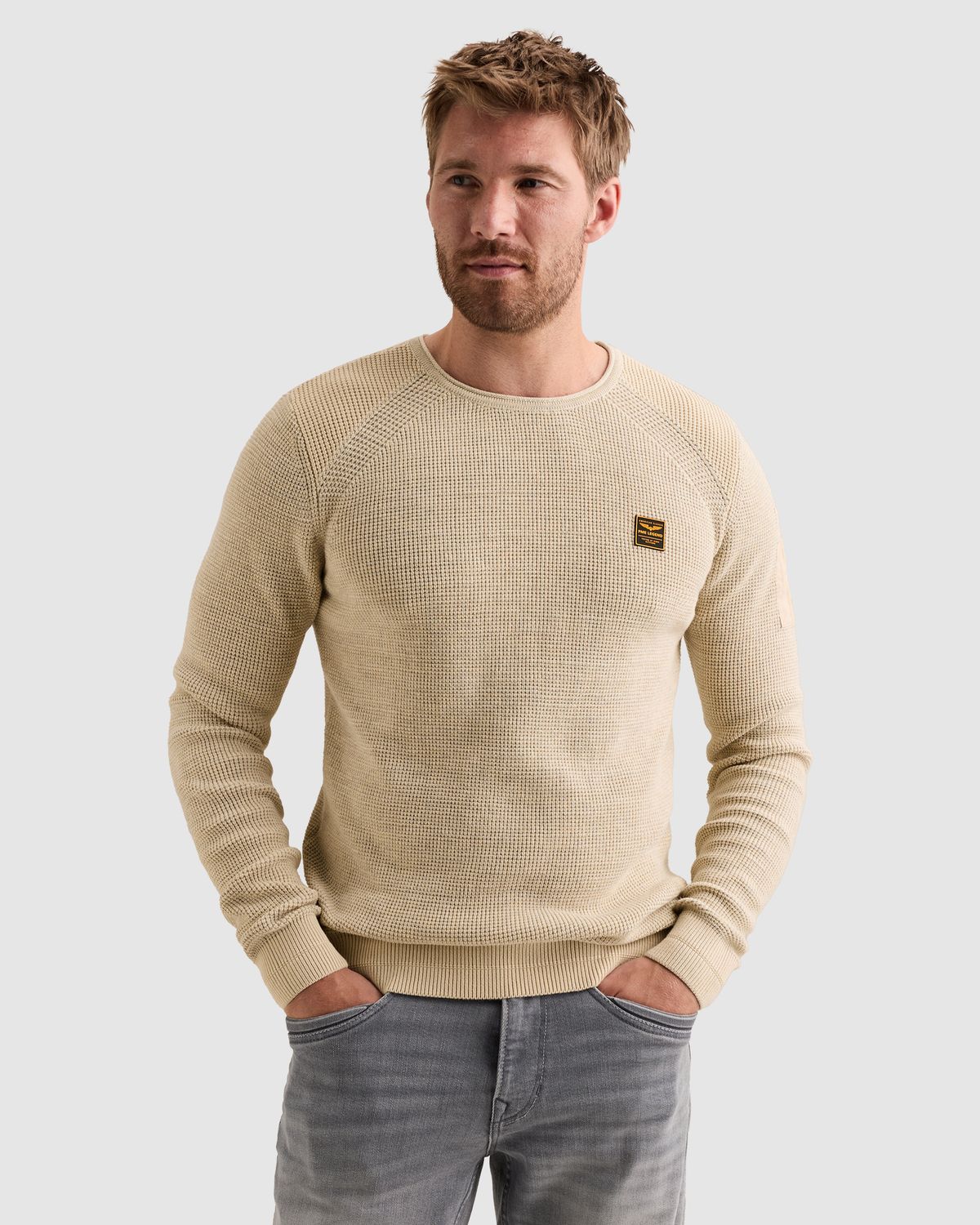 PME Legend Trui van katoen melange met flight pocket
