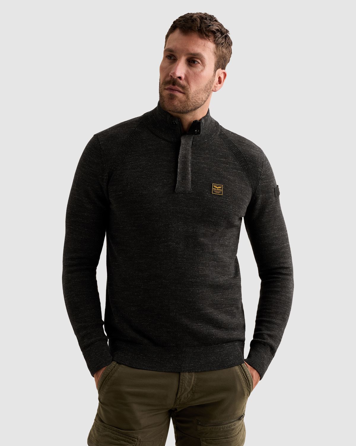 PME Legend Trui met halve rits en raglanmouwen