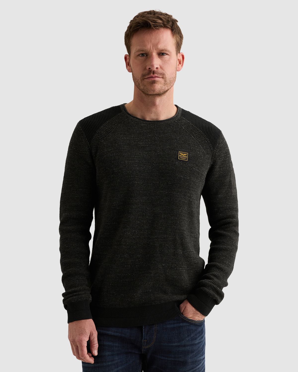 PME Legend Trui van katoen melange met flight pocket