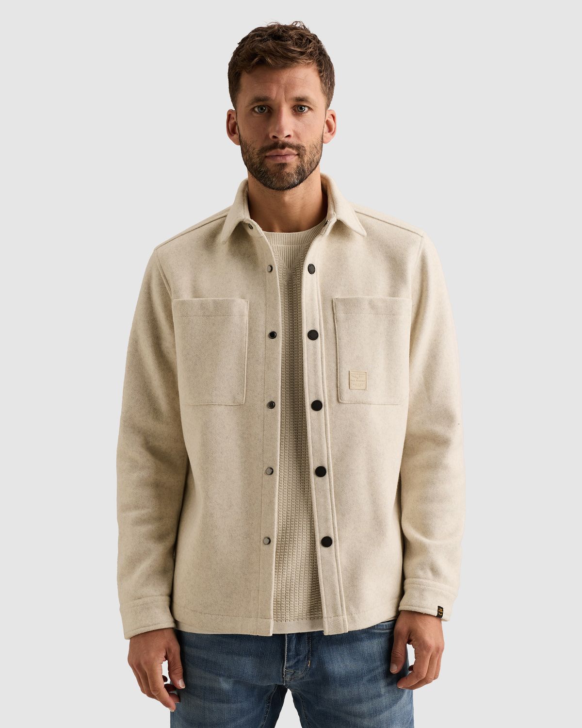 PME Legend Overshirt met wol look en borstzakken