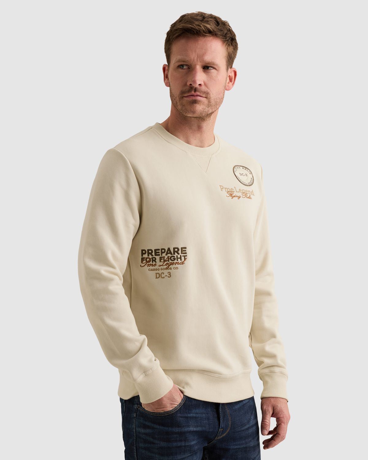 PME Legend Sweatshirt met garment-dye wassing en artworks