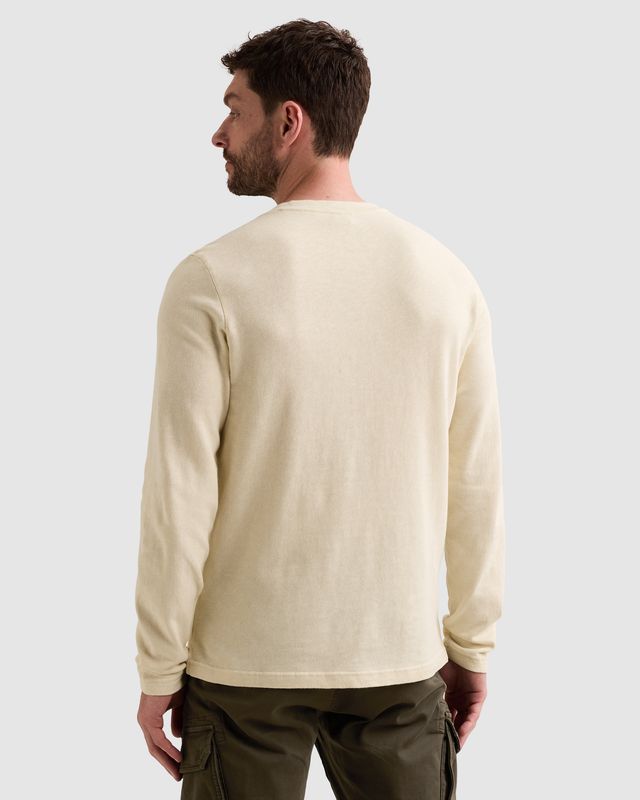 PME Legend Henley T-shirt met lange mouwen en garment-dye wassing