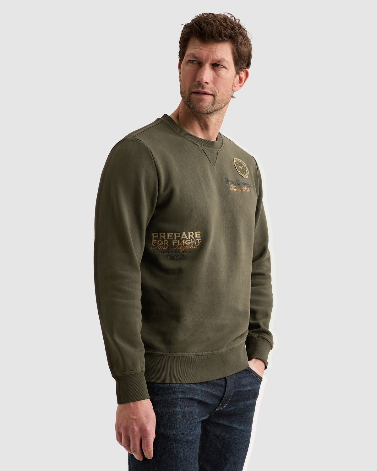 PME Legend Sweatshirt met garment-dye wassing en artworks