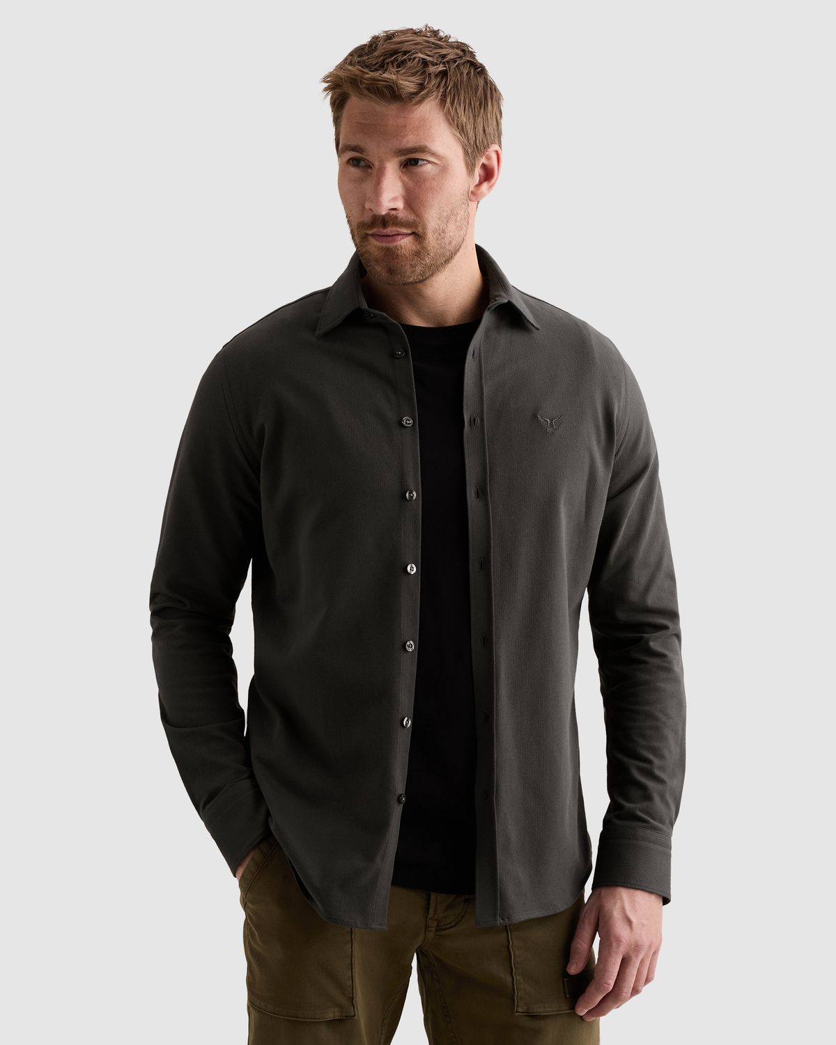 PME Legend Jersey overhemd met streeppatroon en borduursel