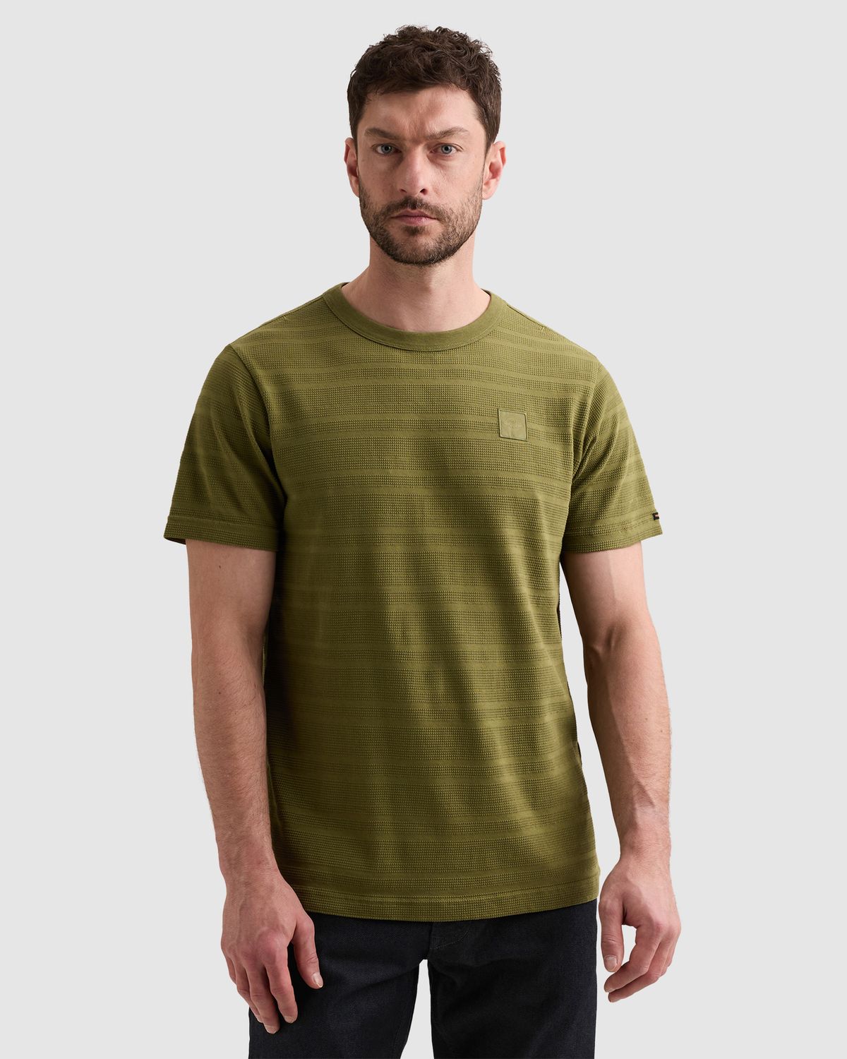 PME Legend T-shirt met streeppatroon en wafelstructuur