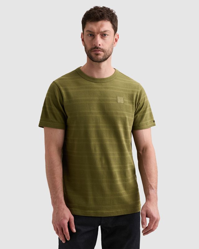 PME Legend T-shirt met streeppatroon en wafelstructuur