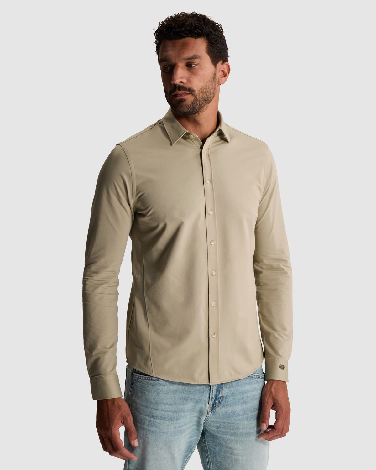 Cast Iron Twill jersey overhemd met kentkraag en easy-iron finish
