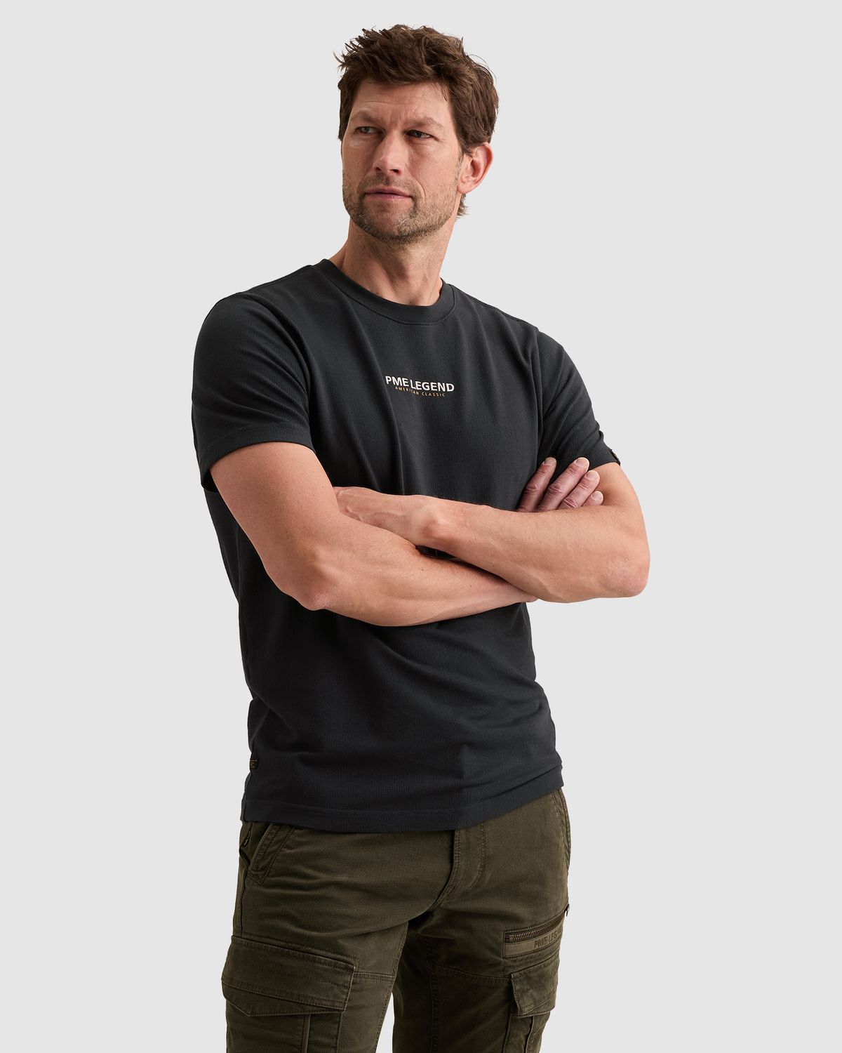 PME Legend T-shirt met klein artwork en wafelstructuur