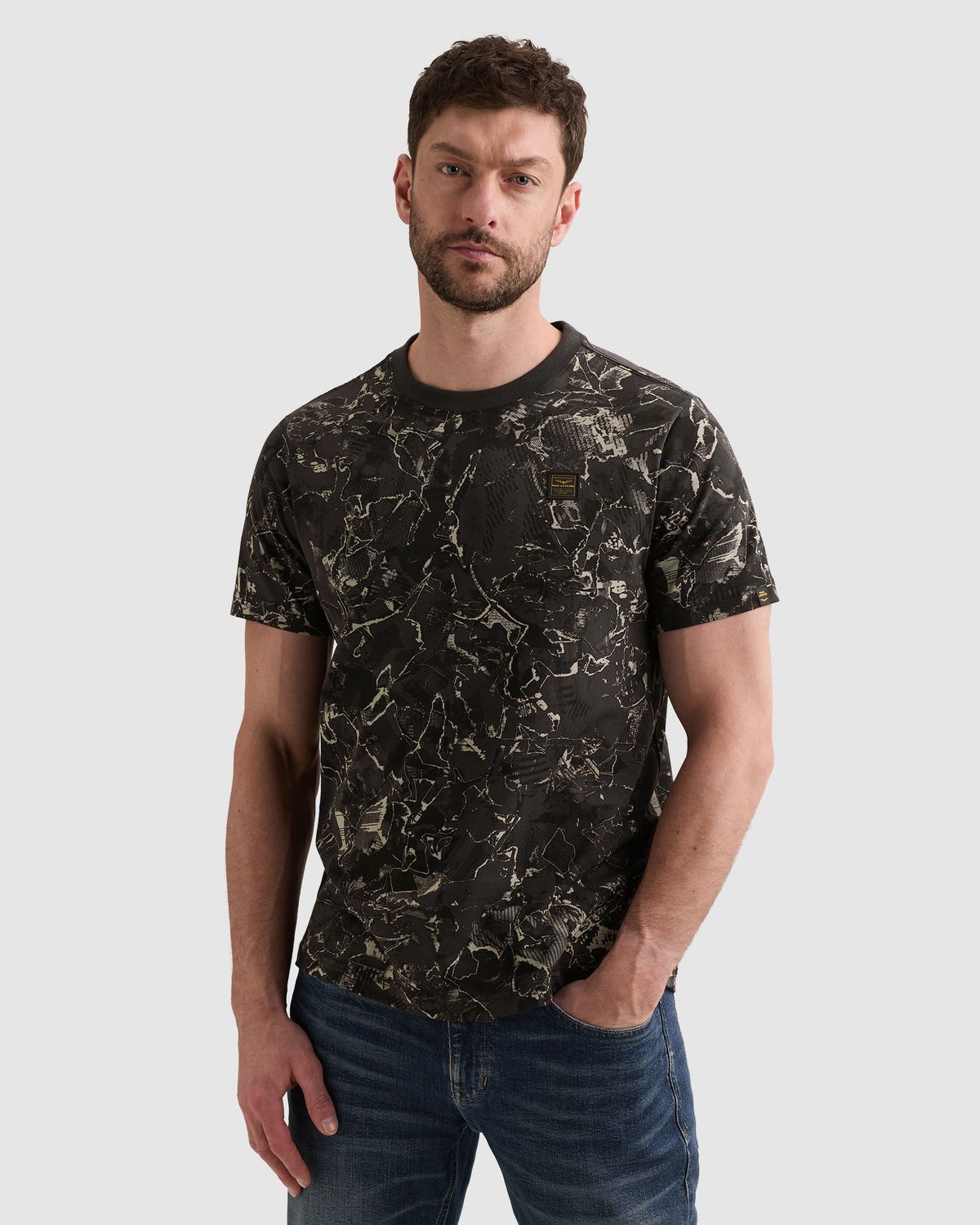 PME Legend T-shirt van 100% katoenen jersey met allover print