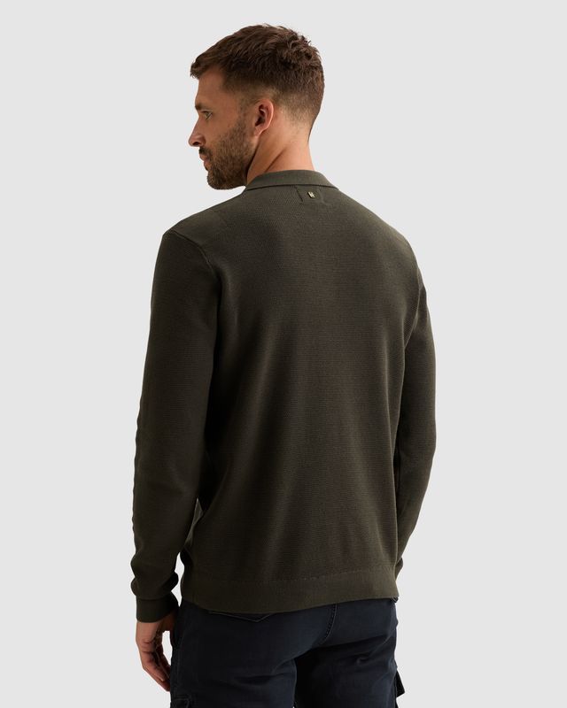 PME Legend Gebreide polo met lange mouwen en badge