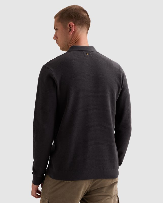 PME Legend Gebreide polo met lange mouwen en badge