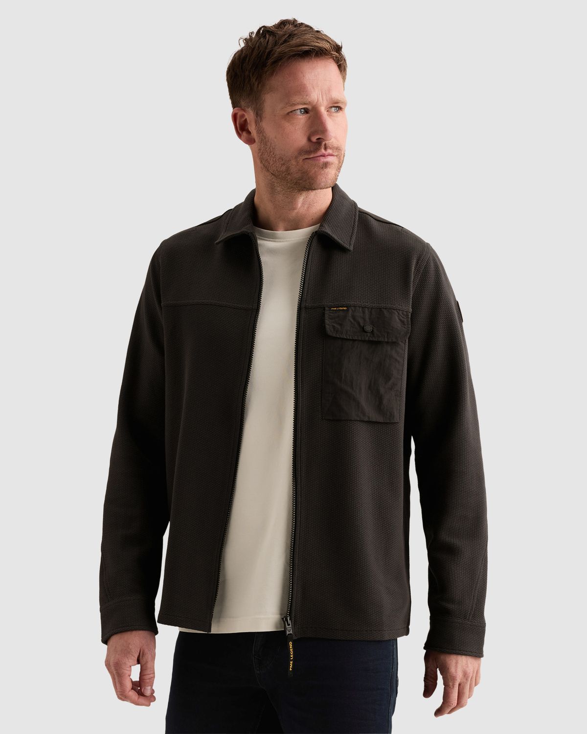 PME Legend Overshirt met wafelstructuur en cargo borstzak
