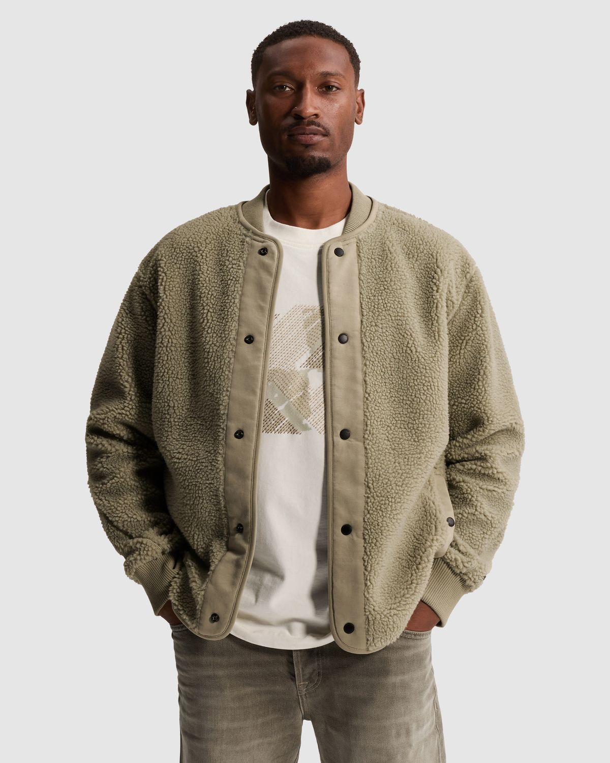 Cast Iron Sherpa vest met knoopsluiting en ribkraag