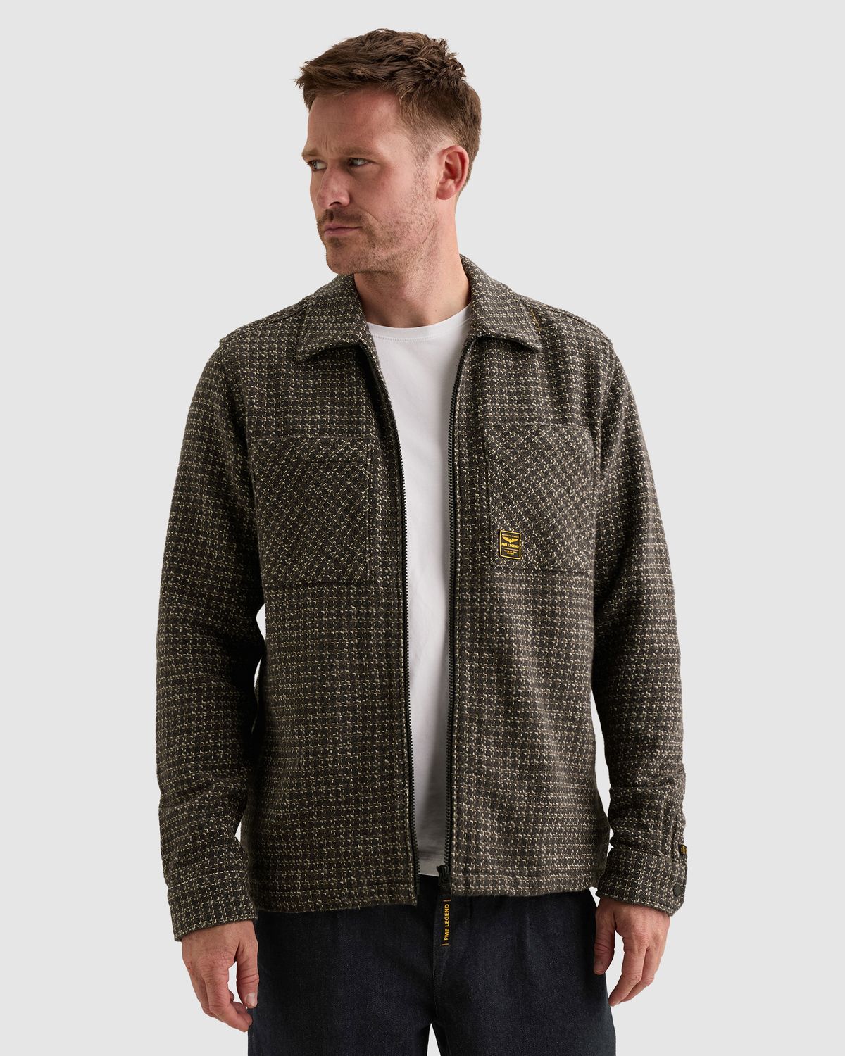 PME Legend Overshirt met yarn-dyed ruitpatroon en ritssluiting