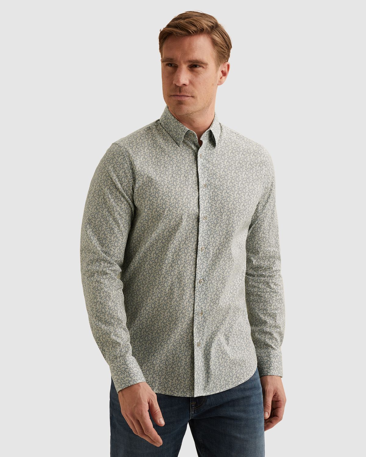 Vanguard Overhemd met allover print en stretch
