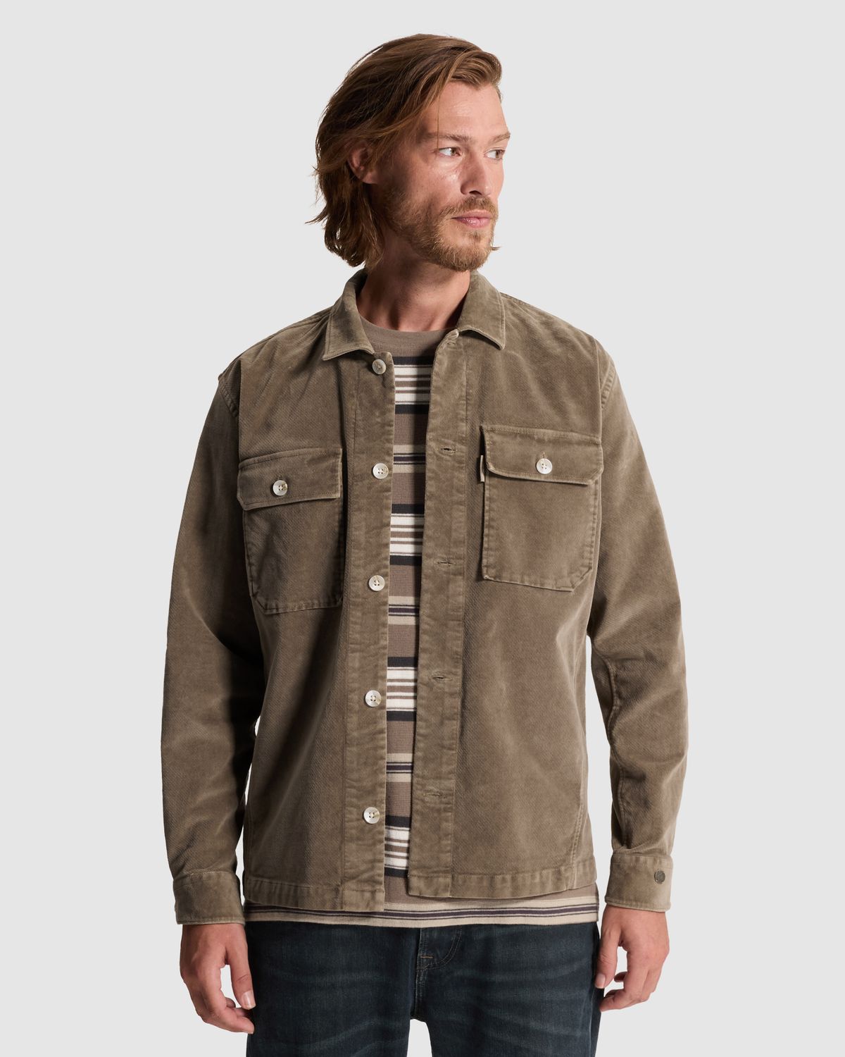Cast Iron Velours overshirt met garment-dye wassing