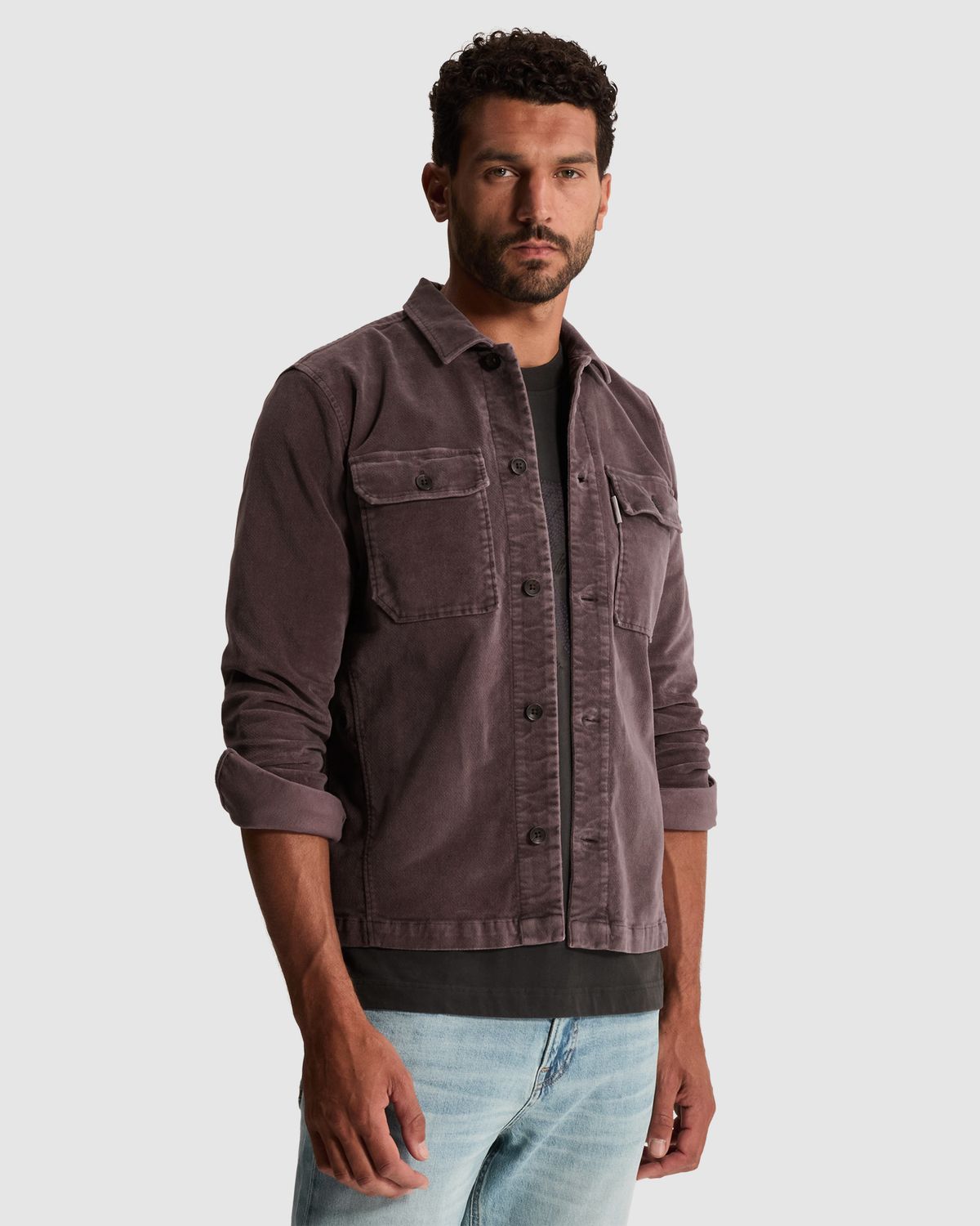 Cast Iron Velours overshirt met garment-dye wassing
