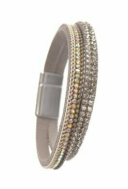 Double Wrap Bracelet -Grey/Clear