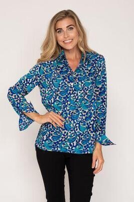 Soho Shirt- Royal blue and turquoise swirl