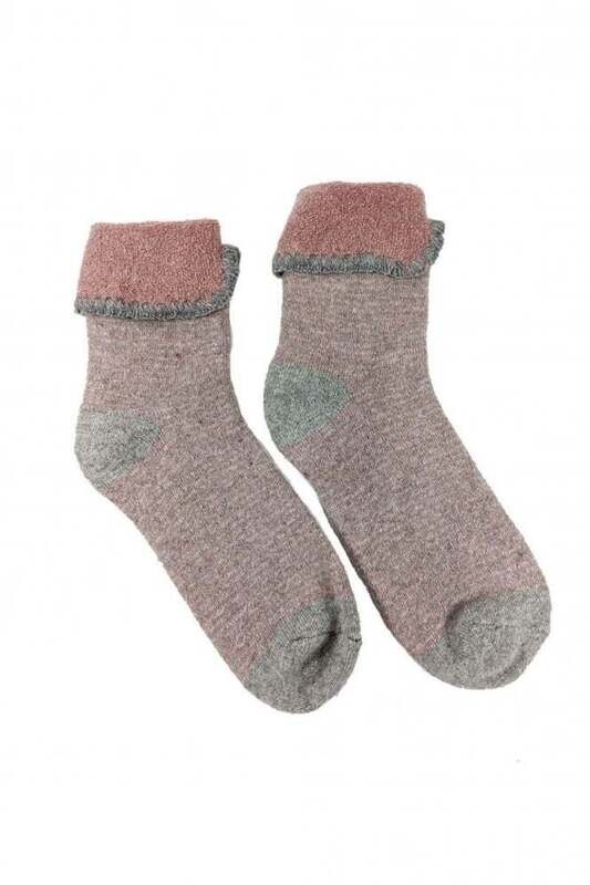 Pink And Grey Stripe Cuff Socks