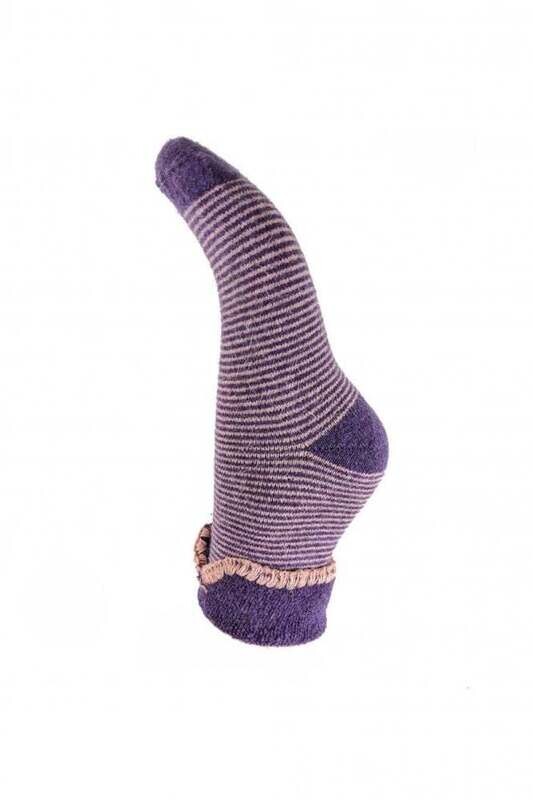 Lilac And Pink Stripe Cuff Socks