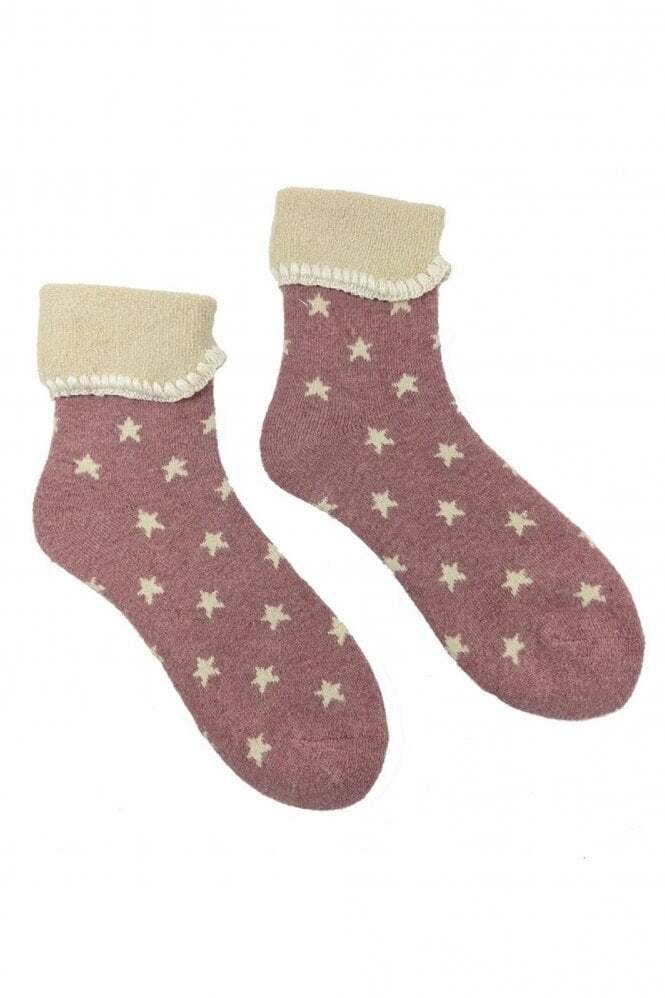Pink Star Cuff Socks