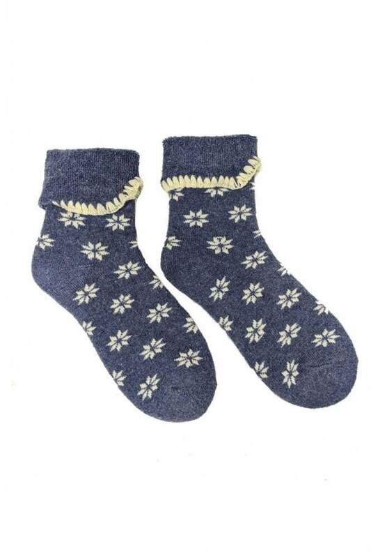 Blue Snowflake Cuff Socks
