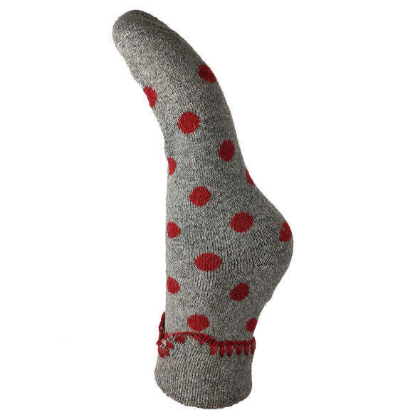 Grey And Red Spotty Cuff Socks