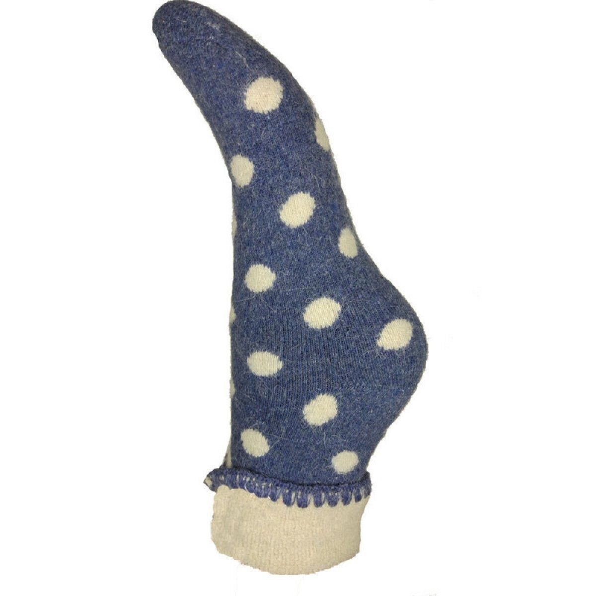 Blue And White Spotty Cuff Socks