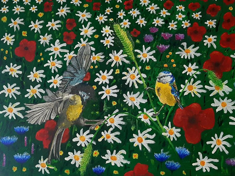 Blue Tit and Great Tit (Print) Blue Tit and Great Tit (Print)