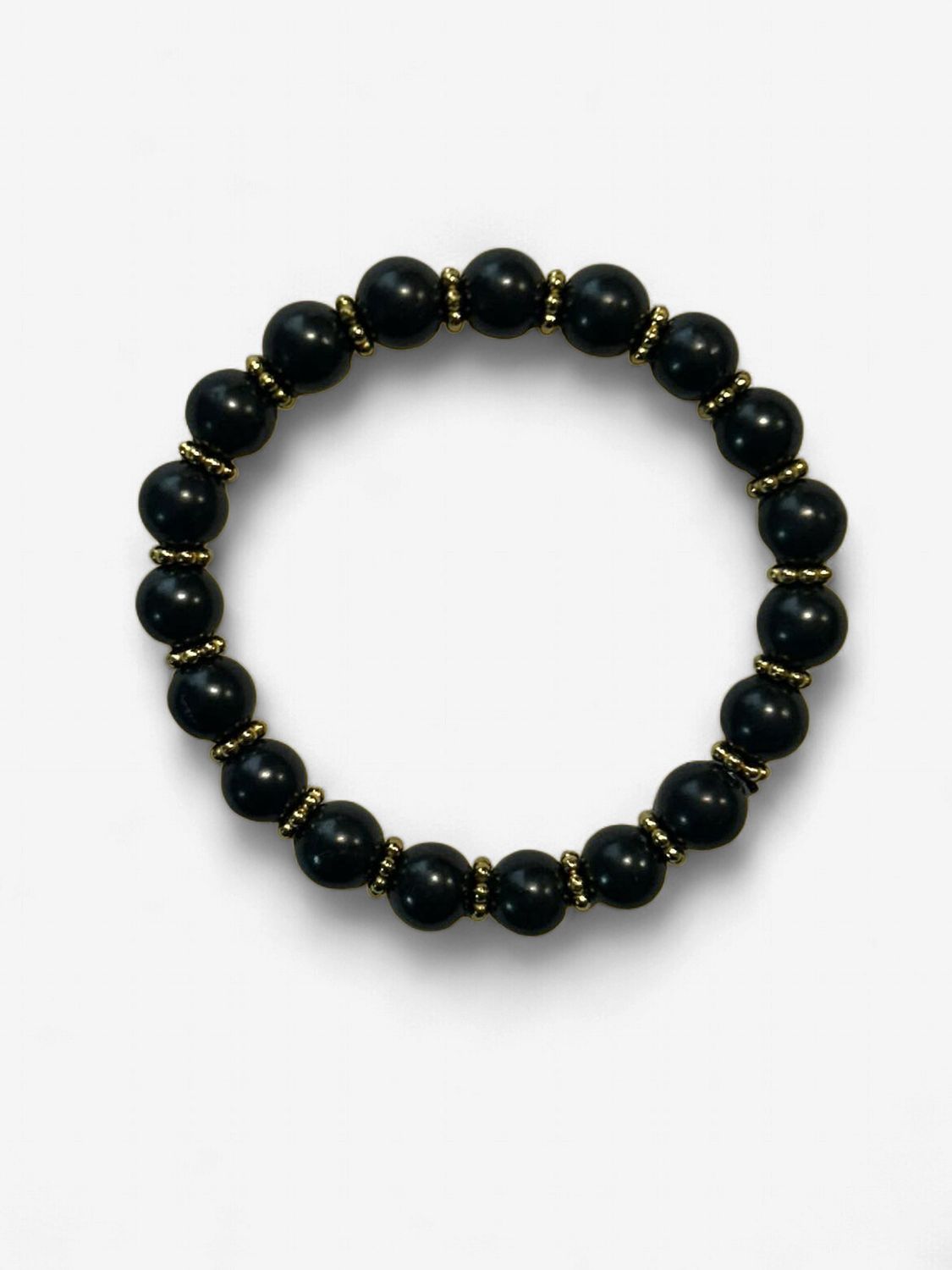BRACELET SHUNGITE 8mm FLEURS DORÉES
