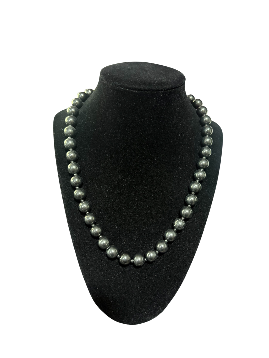 COLLIER SHUNGITE 10mm AVEC SÉPARATEURS - GRAND 22"