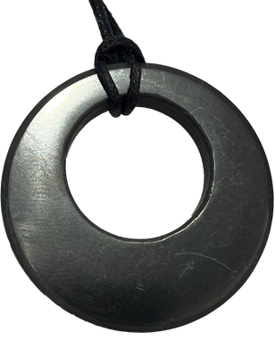 PENDENTIF SHUNGITE SUPRÊME - ROND AVEC TROU