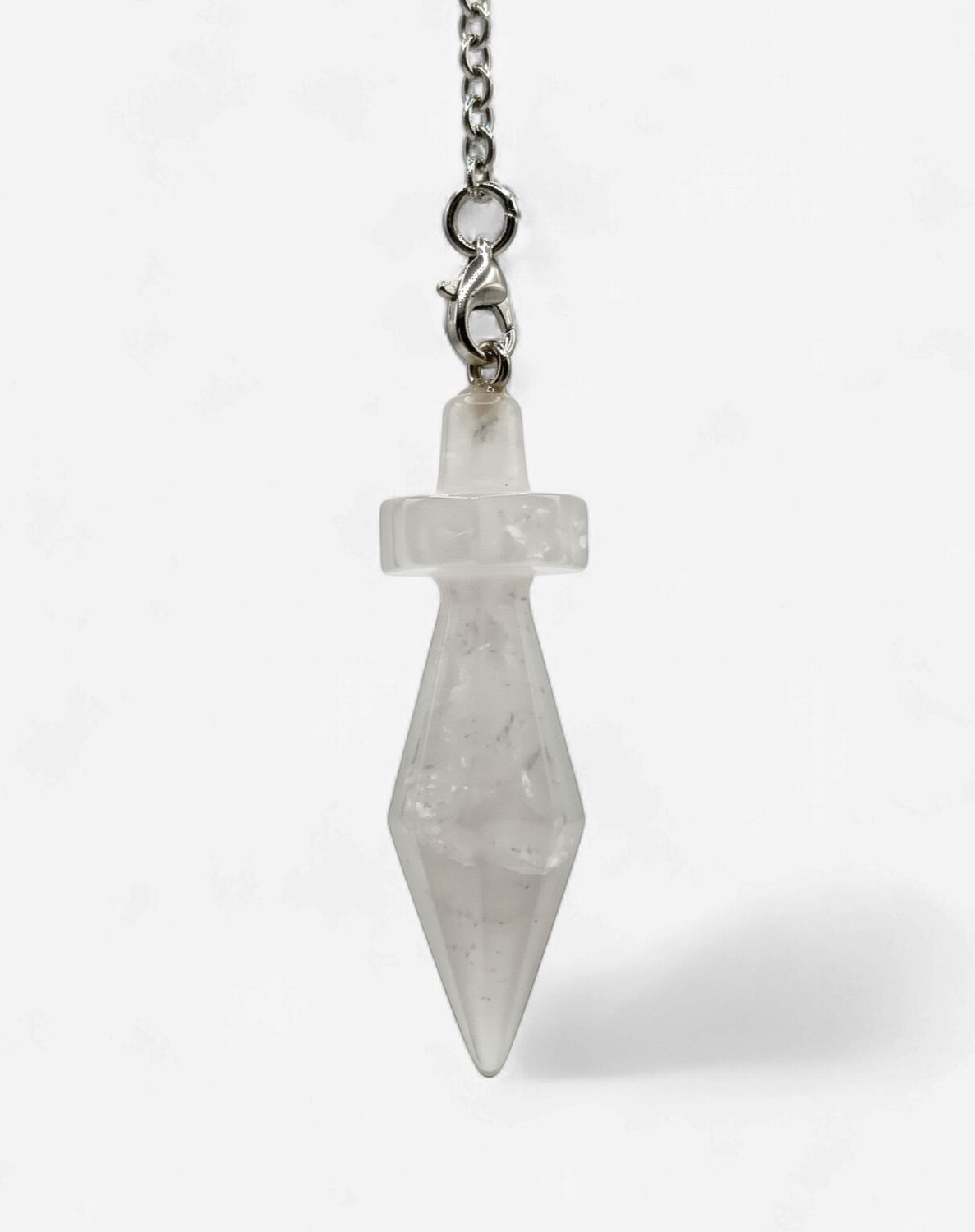 PENDULE POINTE CONIQUE ET ANNEAU, Choix de pierre: Quartz clair
