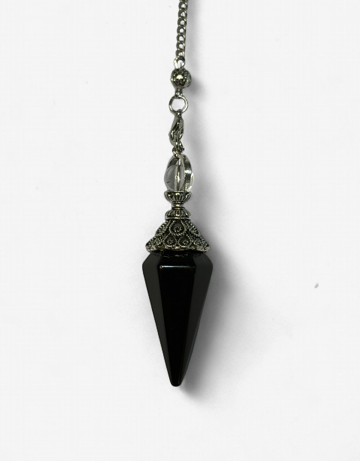 PENDULE POINTE + COURONNE + BILLE, Choix de pierre: Obsidienne