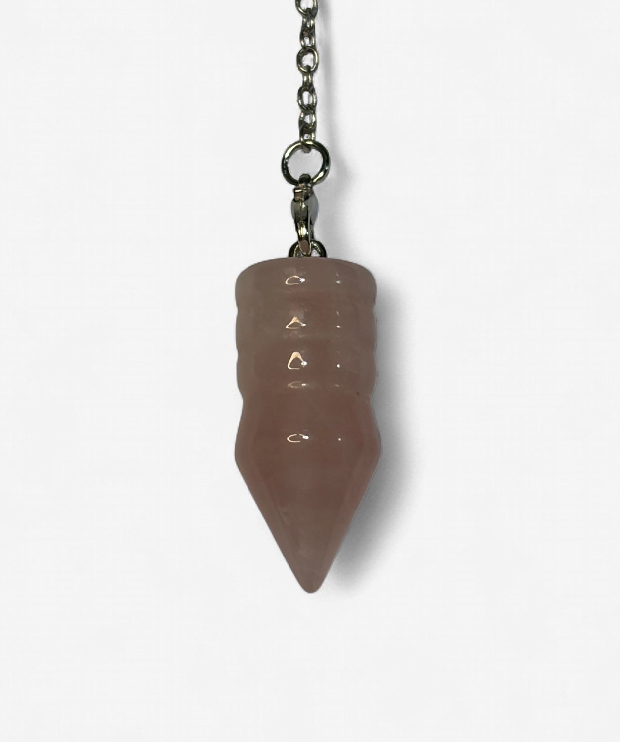 PENDULE POINTE AVEC 3 ANNEAUX, Choix de pierre: Quartz rose