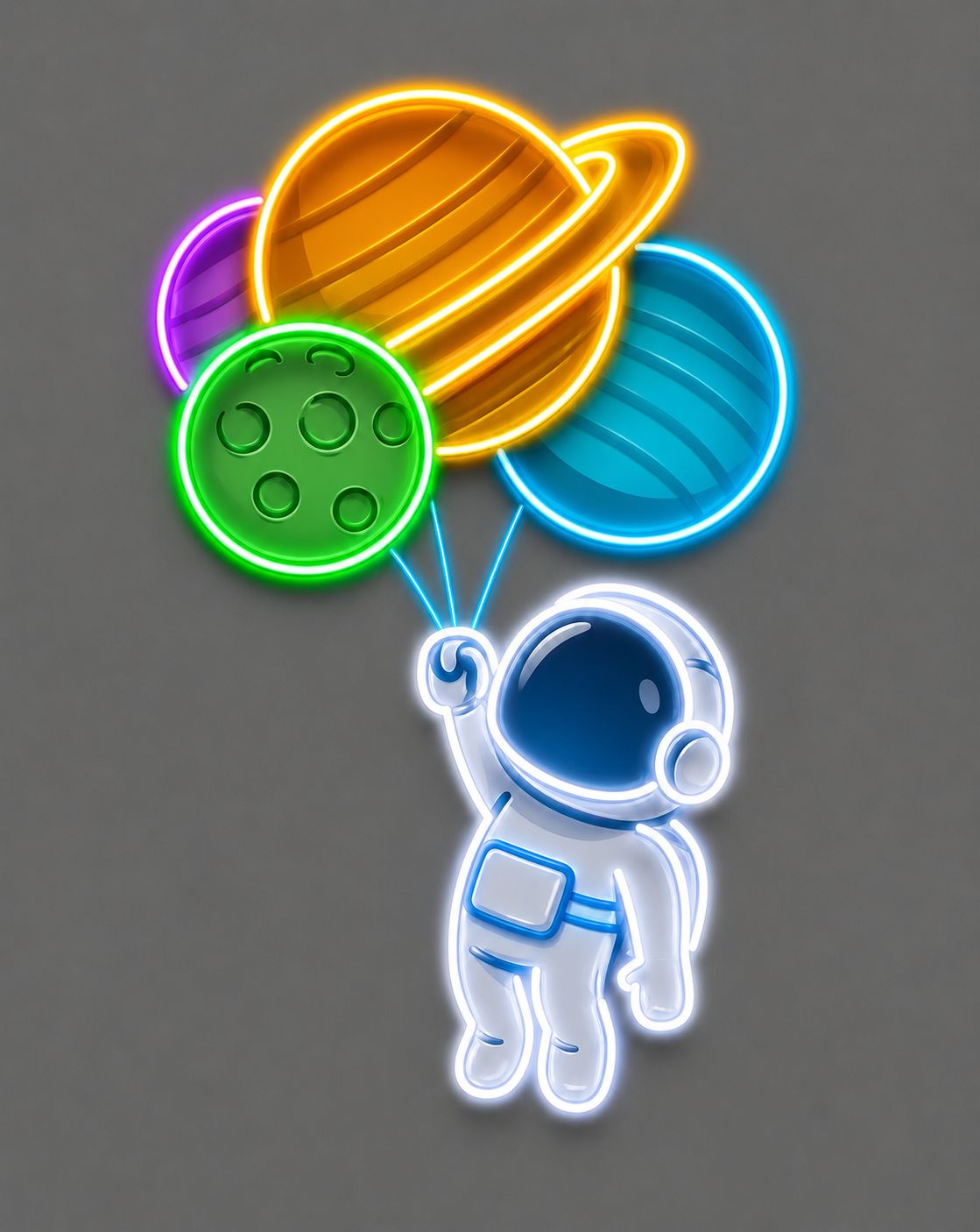 ASTRONAUT HOLDING PLANETS