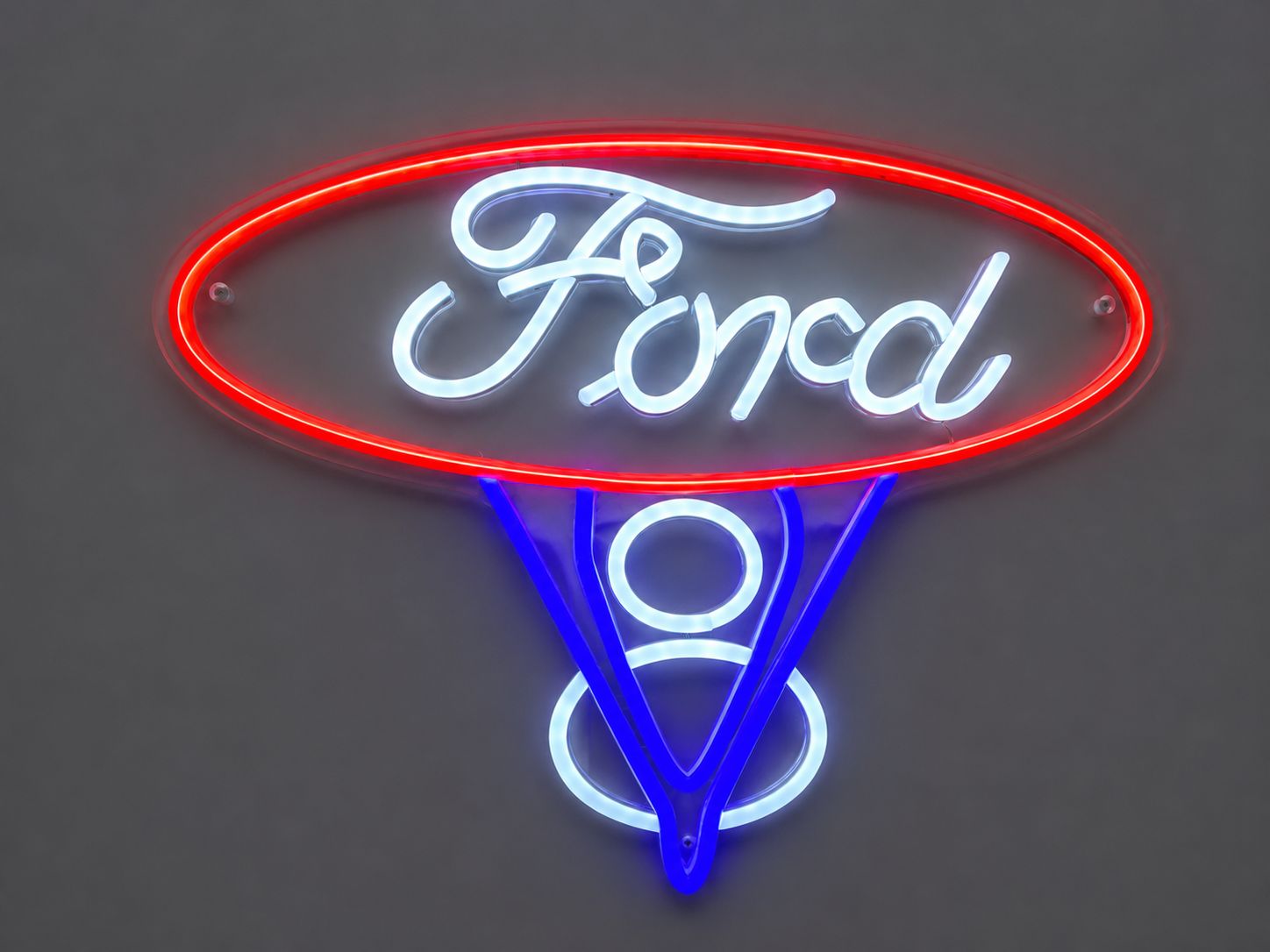 Ford V8 Cast Acrylic LED Neon Sign Red
